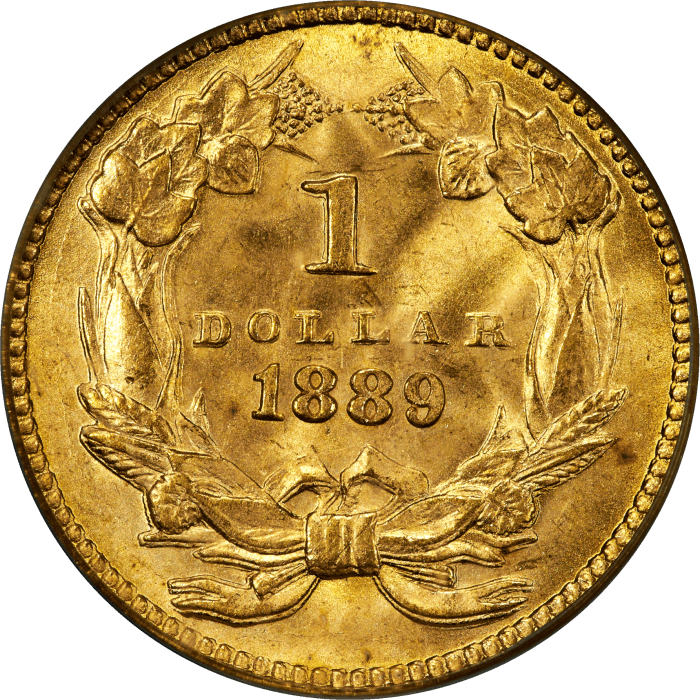 1889 Gold Dollar (G$1) OGH Reverse Image