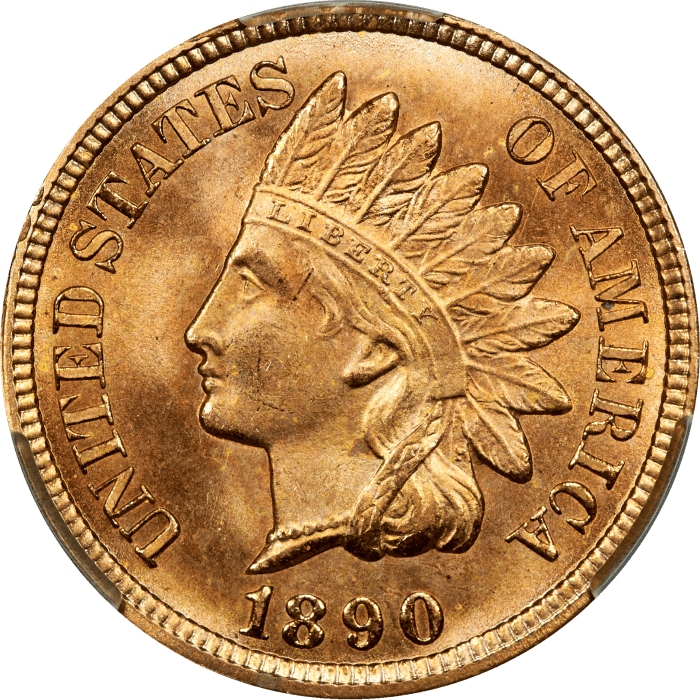 1890 Indian Cent (1c) Obverse Image