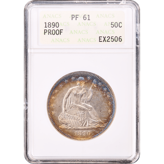 1890 Seated Liberty Half Dollar (50c) Obverse Slab Image