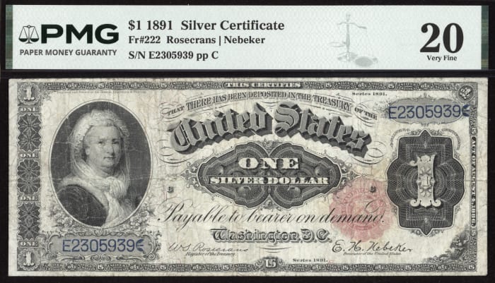 1891 $1 Martha Silver Certificate Obverse Image