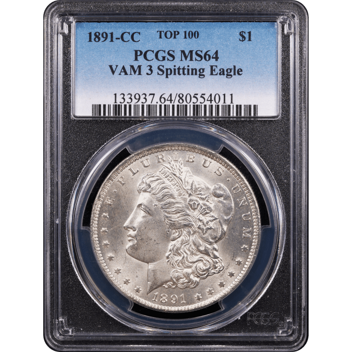 1891-CC Morgan Dollar ($1) VAM 3 Spitting Eagle Obverse Slab Image