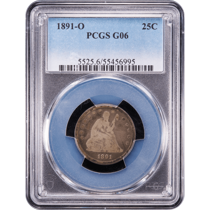 1891-O Seated Liberty Quarter (25c) Obverse Slab Image