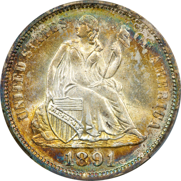 1891 Seated Liberty Dime (10c) OBVERSE Image