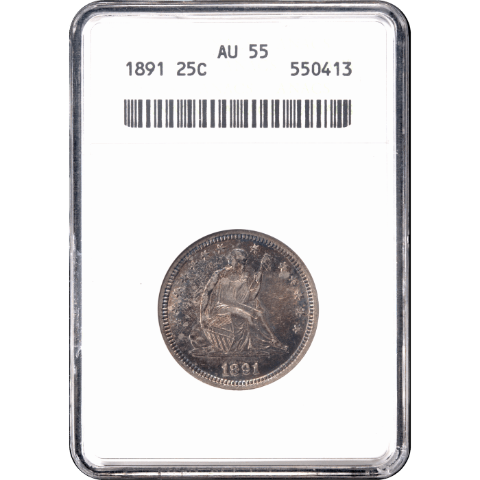 1891 Seated Liberty Quarter (25c) Obverse Slab Image