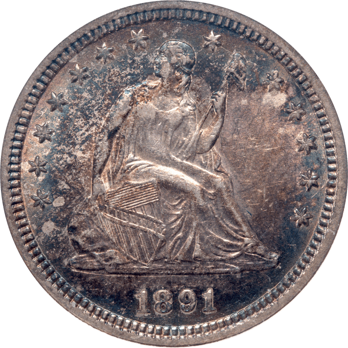 1891 Seated Liberty Quarter (25c) Obverse Image