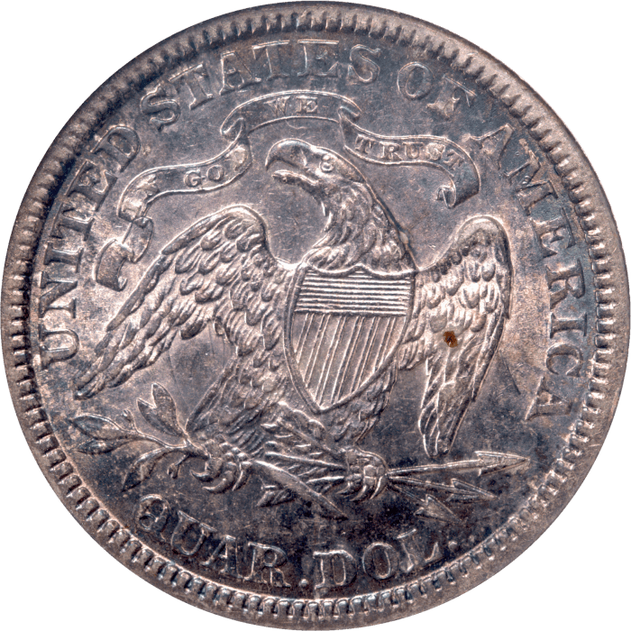 1891 Seated Liberty Quarter (25c) Reverse Image