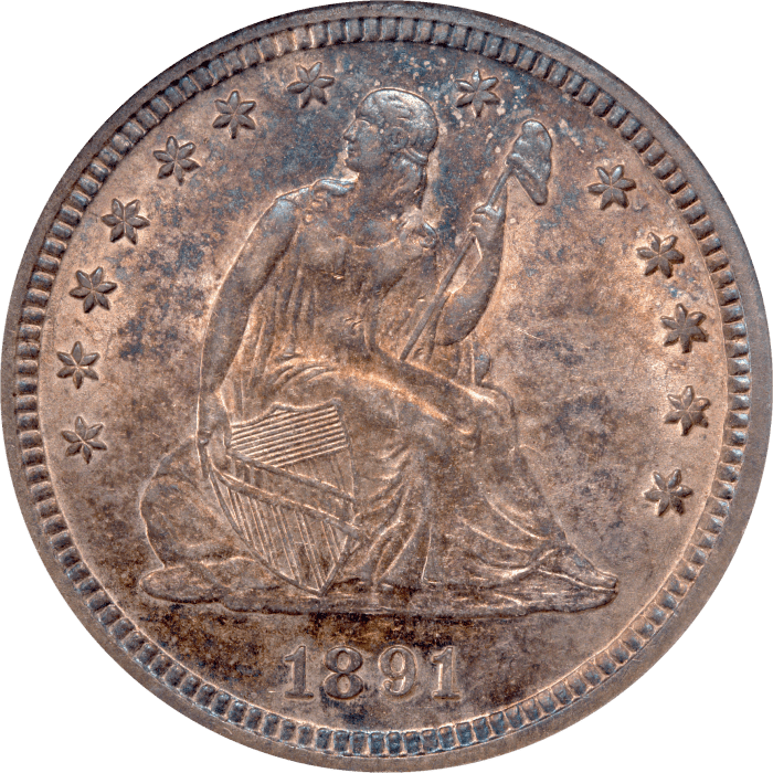 1891 Seated Liberty Quarter (25c) Obverse Image