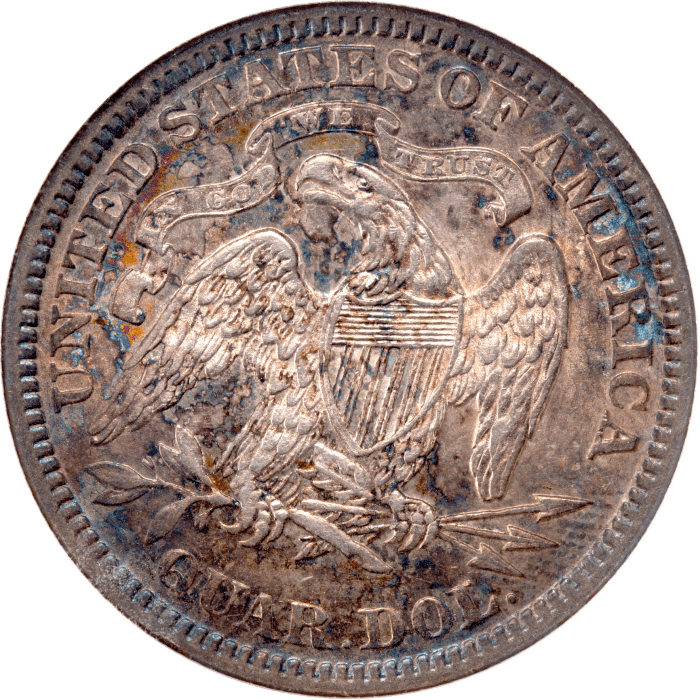 1891 Seated Liberty Quarter (25c) Reverse Image