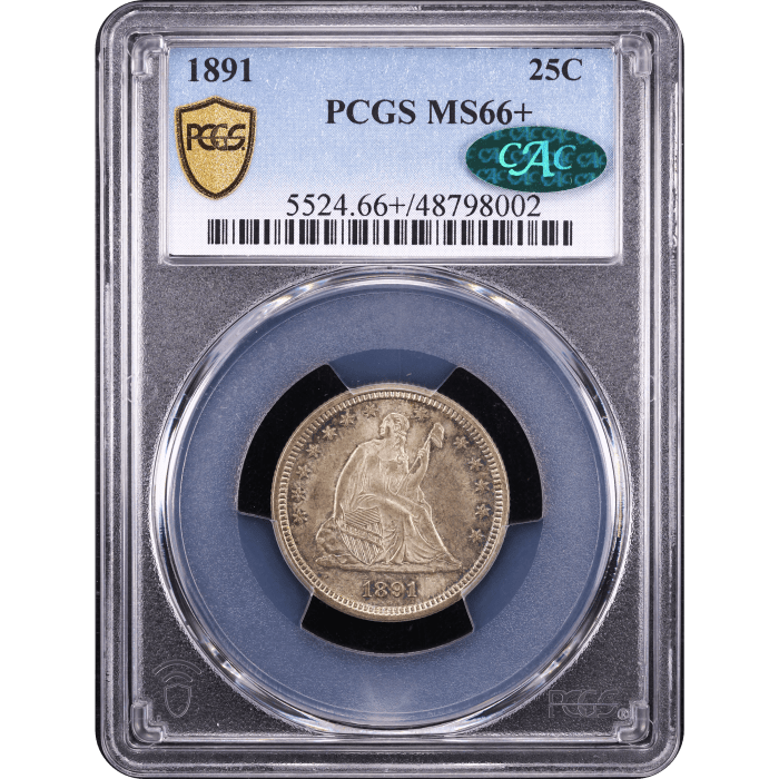 1891 Seated Liberty Quarter (25c) Obverse Slab Image