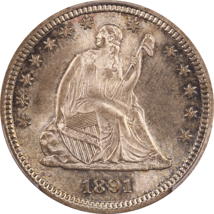 1891 Seated Liberty Quarter (25c) Obverse Image