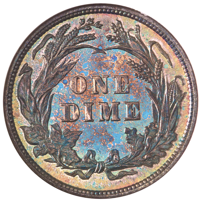 1892 5-Coin Proof Set Barber Dime 10c Reverse Image