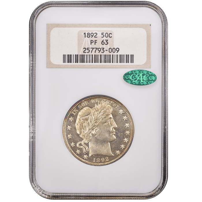 1892 5-Coin Proof Set Barber Half 50c Obverse Slab Image