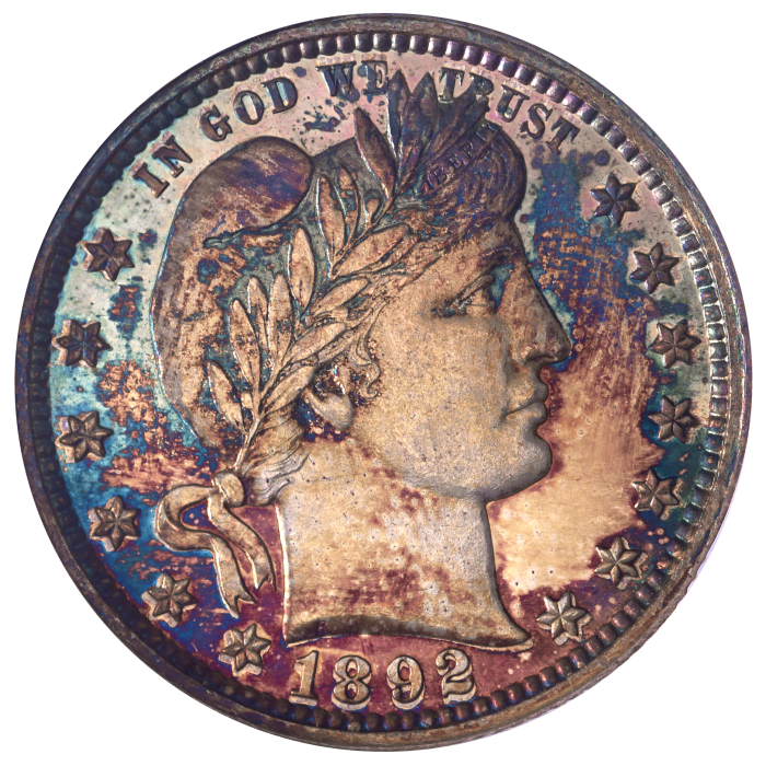 1892 5-Coin Proof Set Barber Quarter 25c Obverse Image