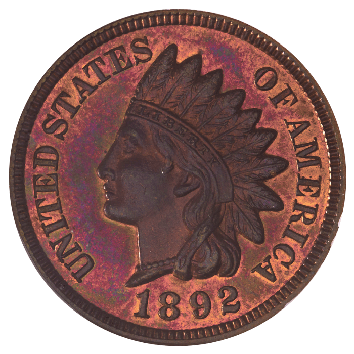 1892 5-Coin Proof Set Indian Cent 1c Obverse Image