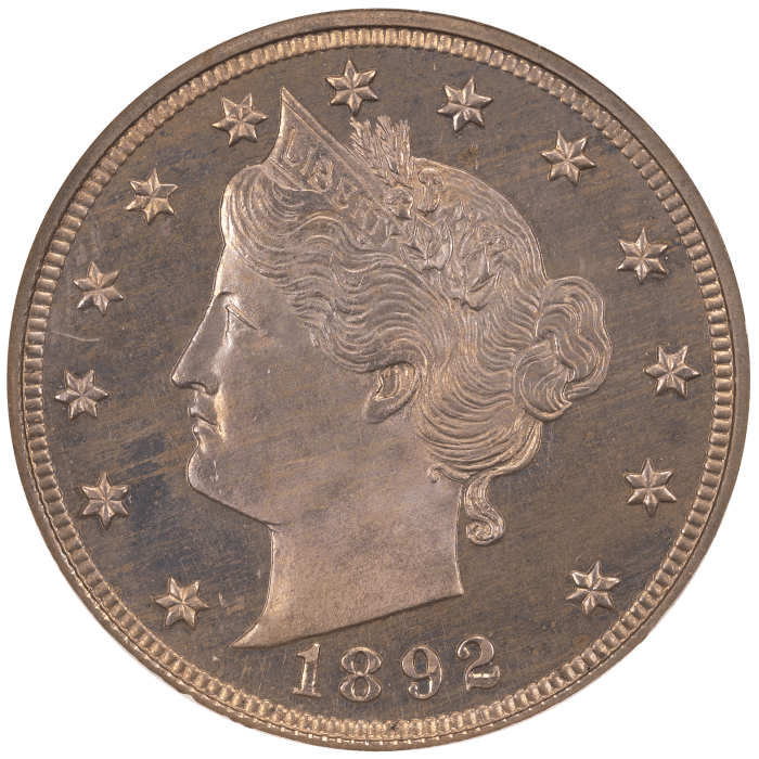 1892 5-Coin Proof Set Liberty Nickel 5c Obverse Image