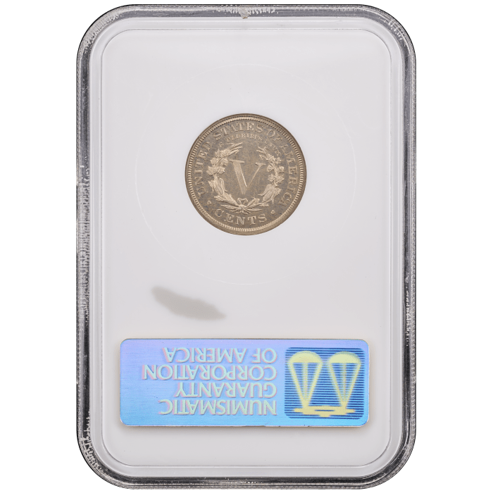 1892 5-Coin Proof Set Liberty Nickel 5c Reverse Slab Image