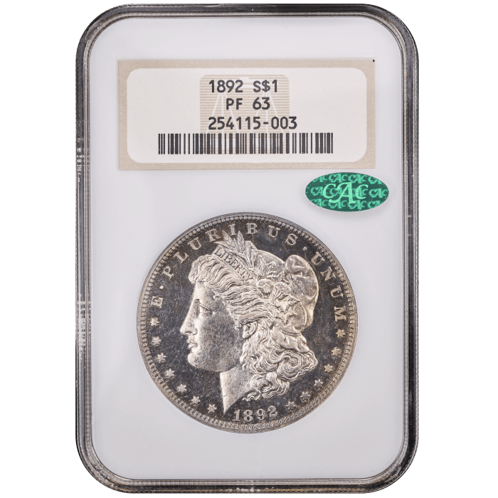 1892 5-Coin Proof Set Morgan Dollar 1 Obverse Slab Image