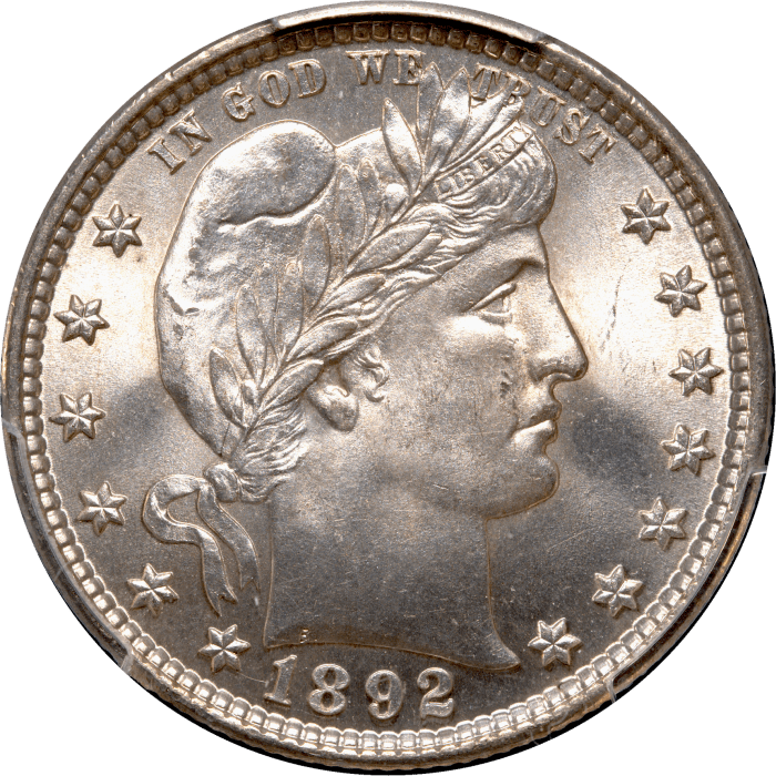 1892 Barber Quarter (25c) Obverse Image