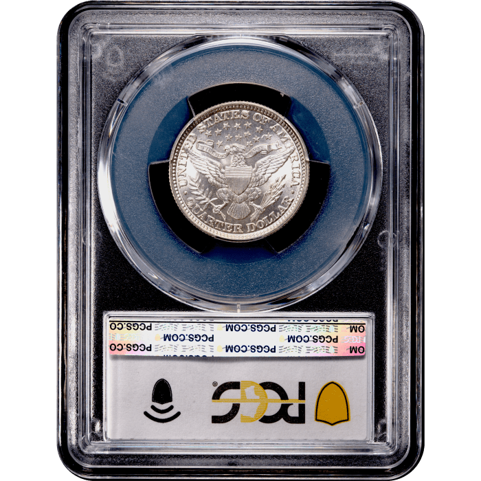 1892 Barber Quarter (25c) Reverse Slab Image