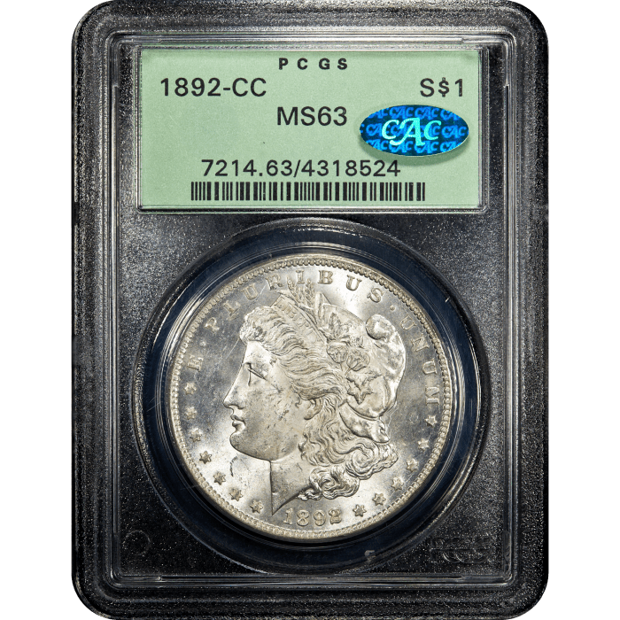 1892-CC Morgan Dollar ($1) OGH Obverse Slab Image