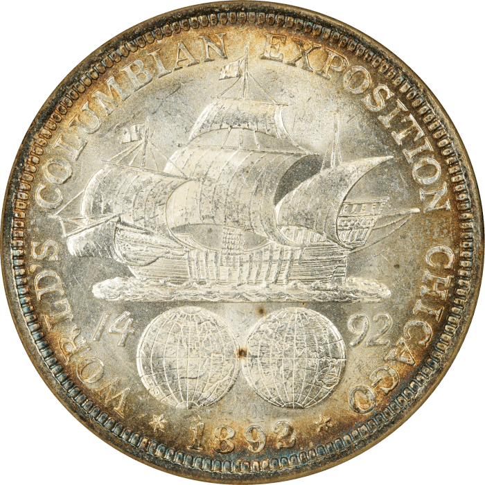 1892 Columbian Commem Half Dollar (50c) REVERSE Image