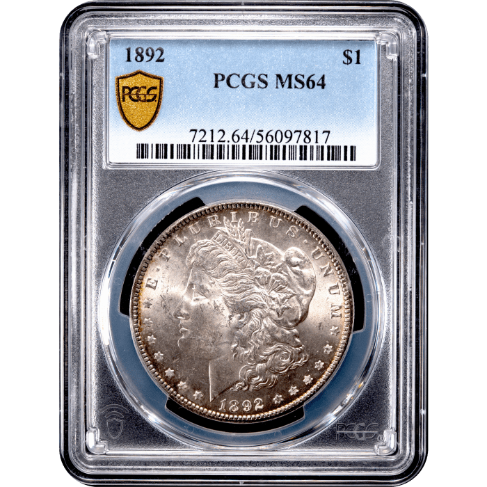 1892 Morgan Dollar ($1) Obverse Slab Image
