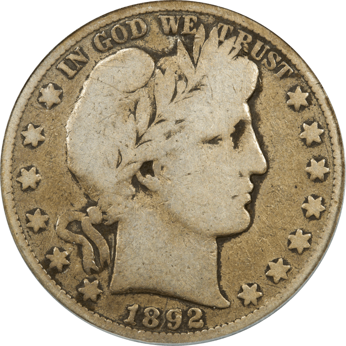 1892-O Barber Half Dollar (50c) Micro O OBVERSE Image