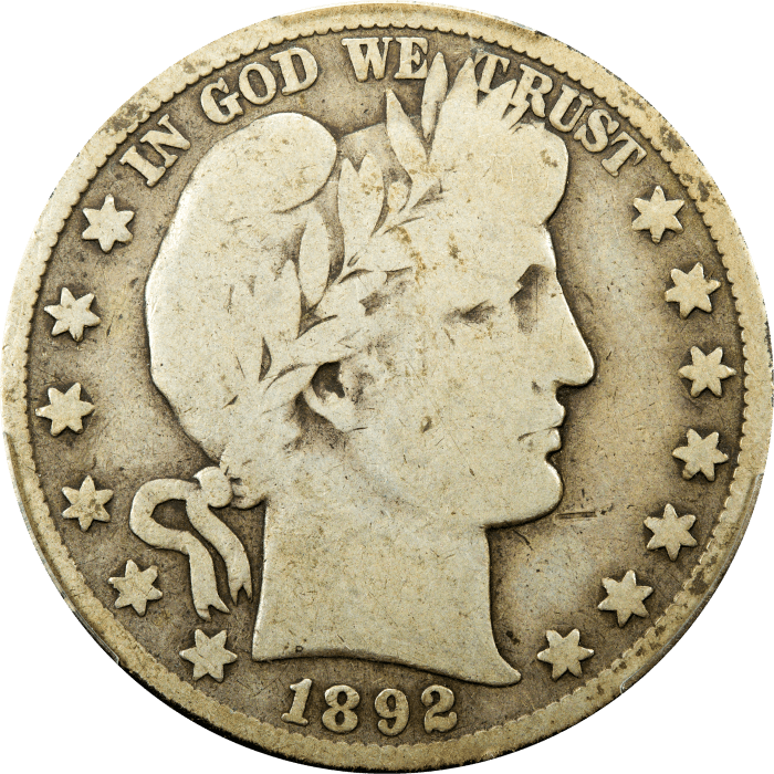 1892-S Barber Half Dollar (50c) Obverse Image