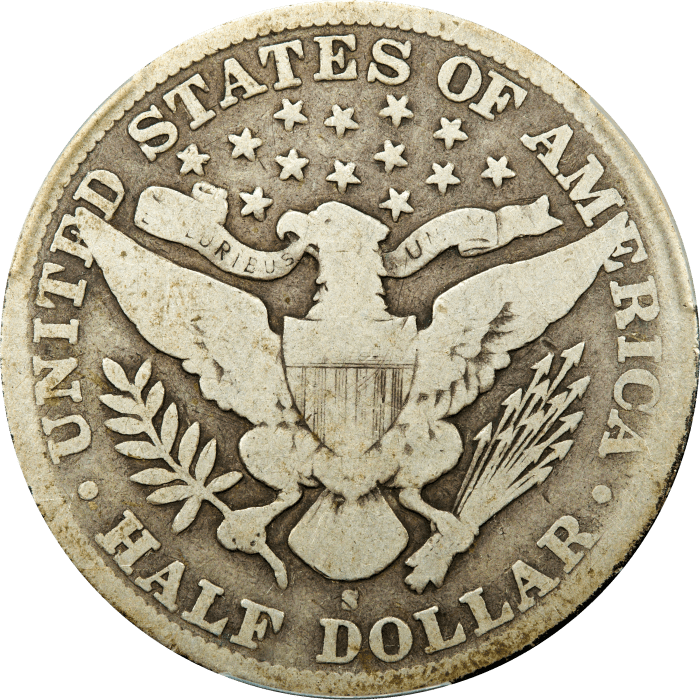 1892-S Barber Half Dollar (50c) Reverse Image
