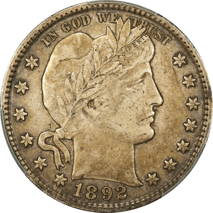 1892-S Barber Quarter (25c) OBVERSE Image