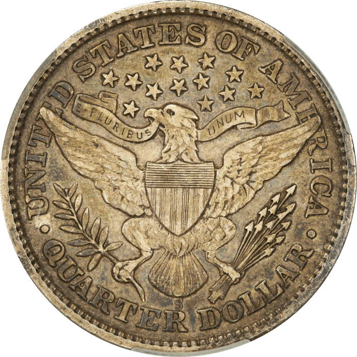 1892-S Barber Quarter (25c) REVERSE Image