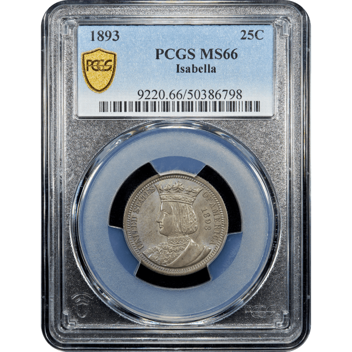 1893 Isabella Quarter (25c) Obverse Slab Image