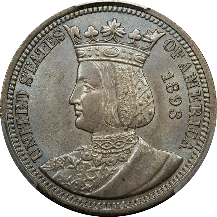 1893 Isabella Quarter (25c) Obverse Image