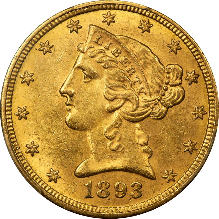 1893-O Liberty Gold Half Eagle ($5) OBVERSE Image