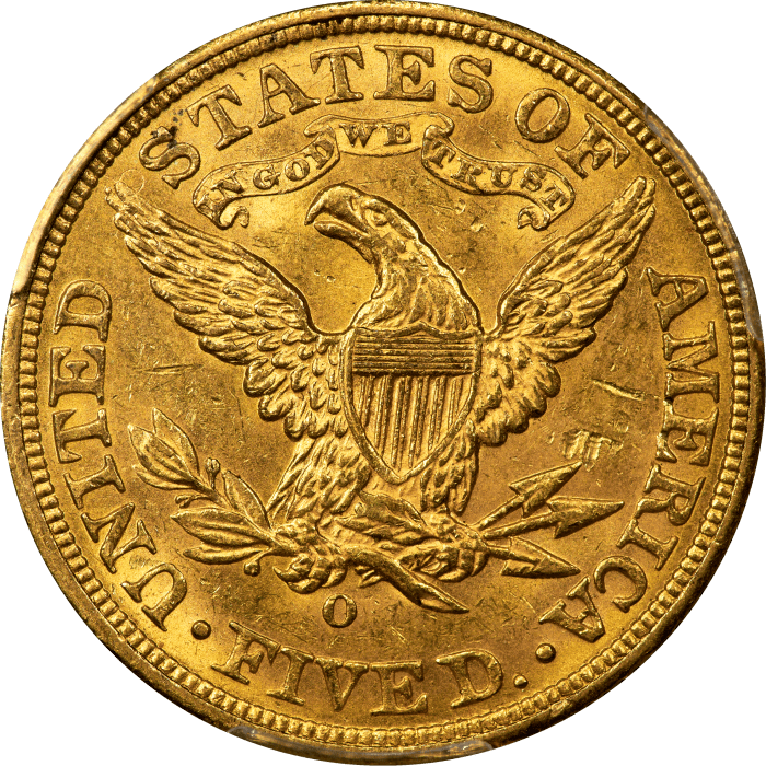 1893-O Liberty Gold Half Eagle ($5) REVERSE Image