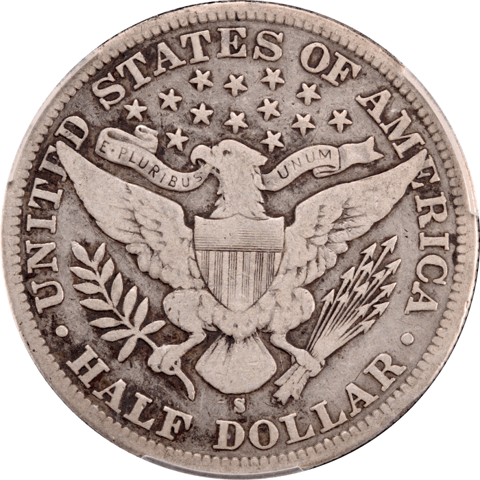 1893-S Barber Half Dollar (50c) Reverse Image