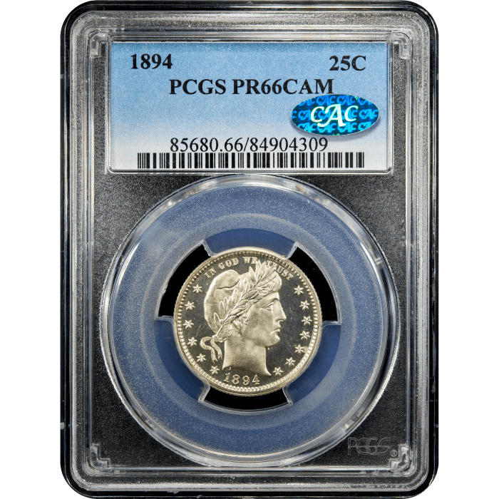 1894 Barber Quarter (25c) Obverse Slab Image