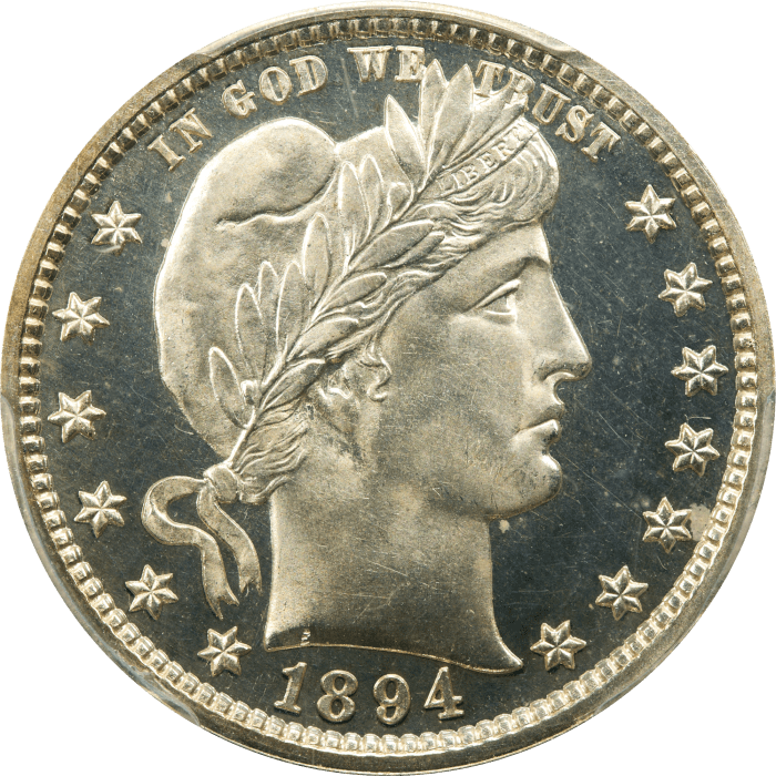 1894 Barber Quarter (25c) Obverse Image