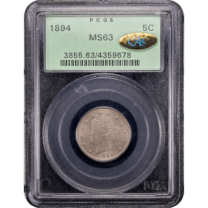 1894 Liberty Nickel (5c) Obverse Slab Image