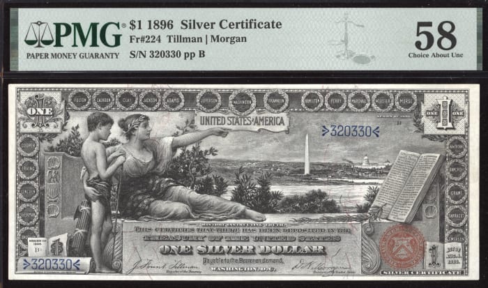 1896 $1 Educational Silver Certificate OBVERSE Image