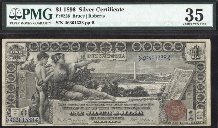 1896 $1 Educational Silver Certificate OBVERSE Image