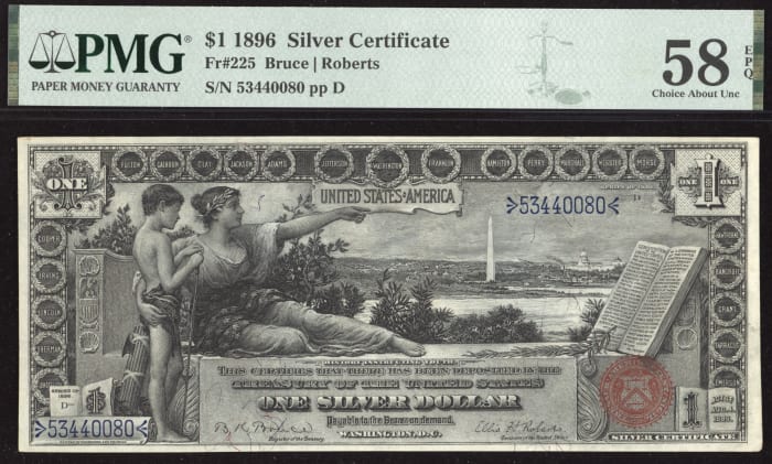 1896 $1 Educational Silver Certificate OBVERSE Image