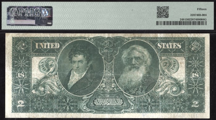 1896 $2 Educational Silver Certificate REVERSE Image