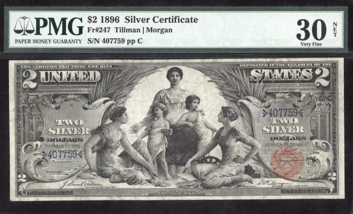 1896 $2 Educational Silver Certificate Obverse Image