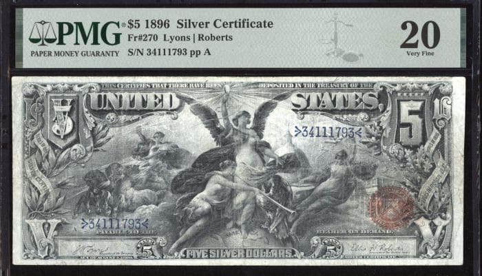 1896 $5 Educational Silver Certificate OBVERSE Image