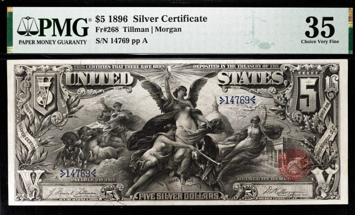 1896 $5 Educational Silver Certificate Obverse Image