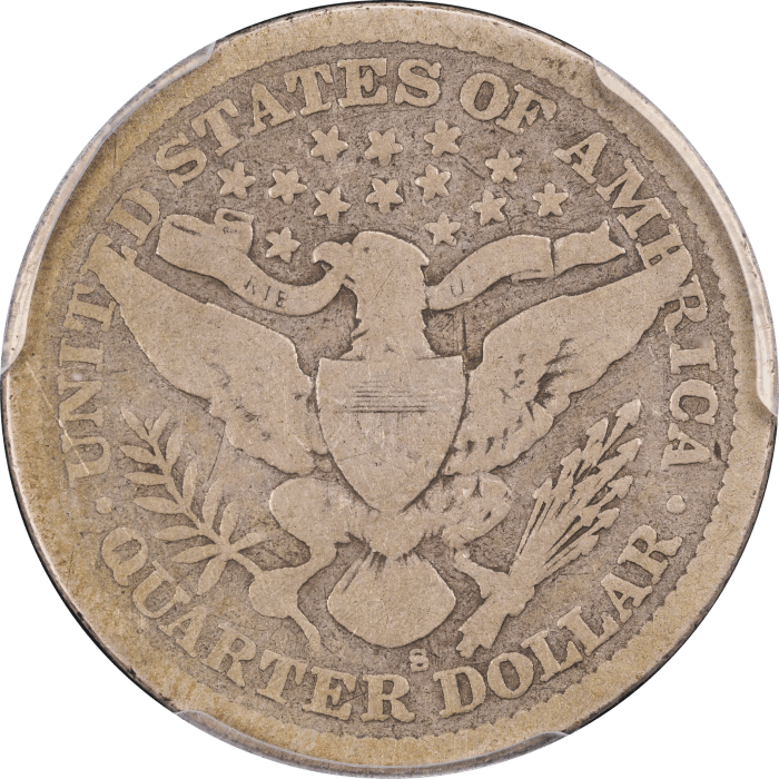 1896-S Barber Quarter (25c) Reverse Image