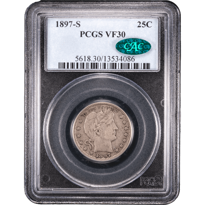 1897-S Barber Quarter (25c) Obverse Slab Image