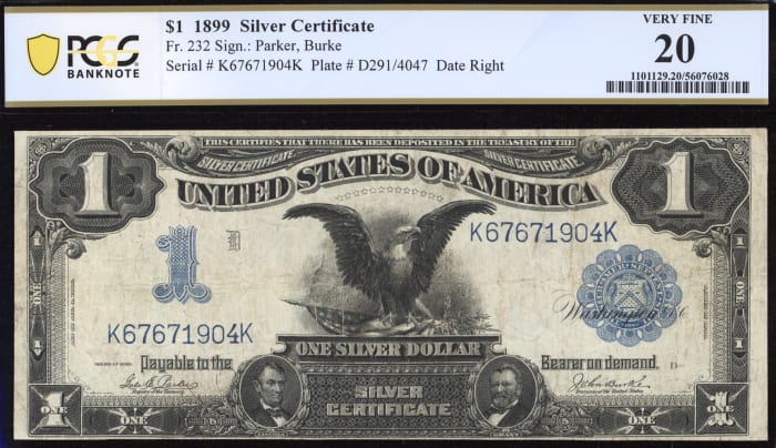 1899 $1 Black Eagle Silver Certificate OBVERSE Image