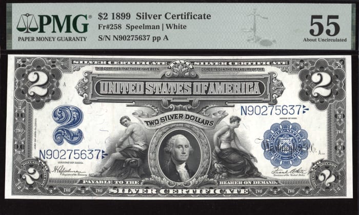 1899 $2 Mini Porthole Silver Certificate Obverse Image